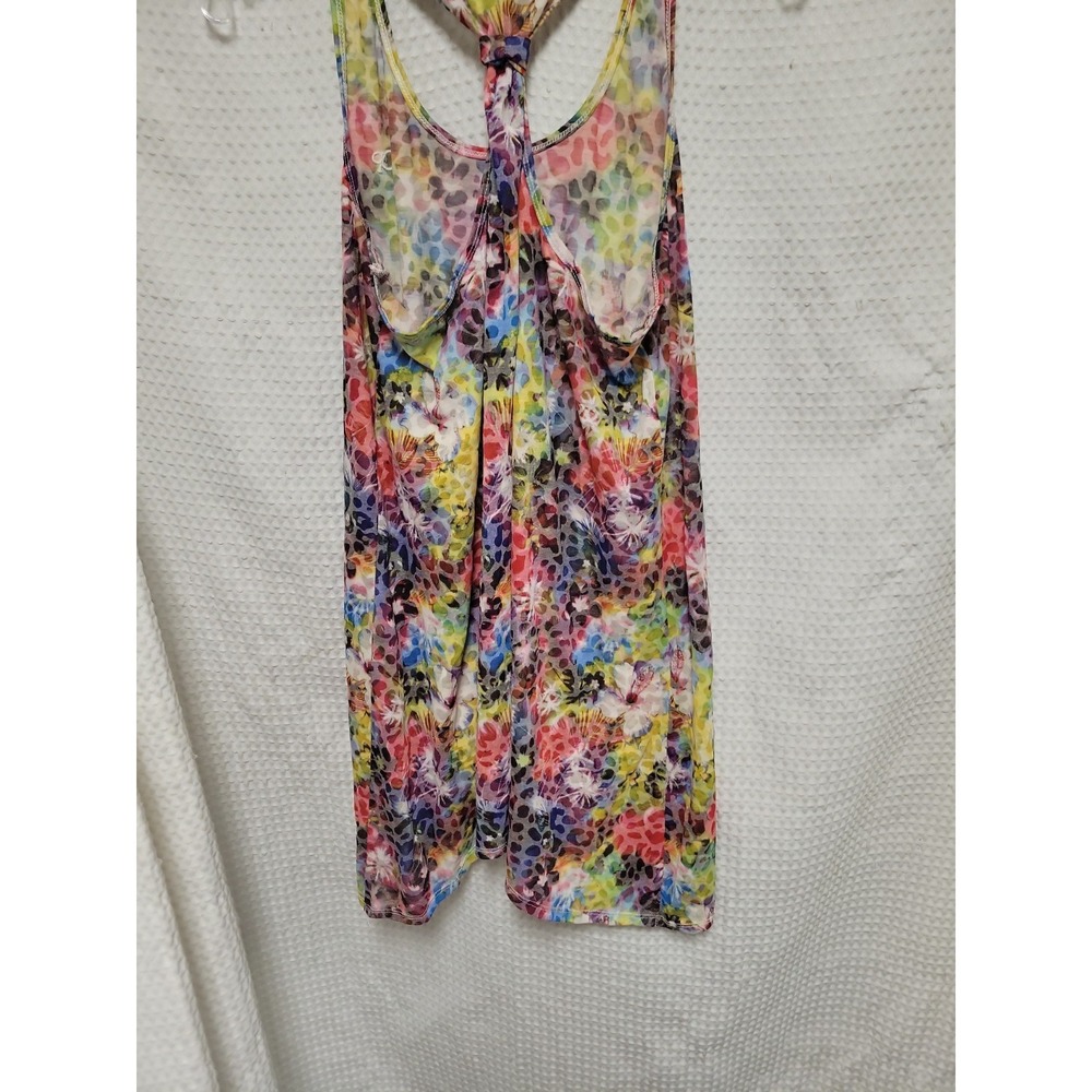 OP Ocean Pacific Womens XL Purple Print Leopard Floral RacerBK Tank Top OJ13905Y - Picture 3 of 5